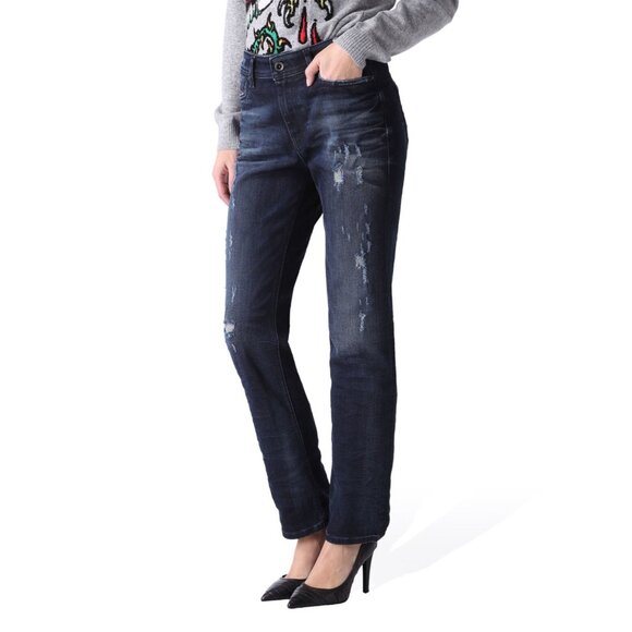 $228 Diesel Women’s Reen Regular Straight Jeans 0844T Distressed Size W-27 - Picture 8 of 11